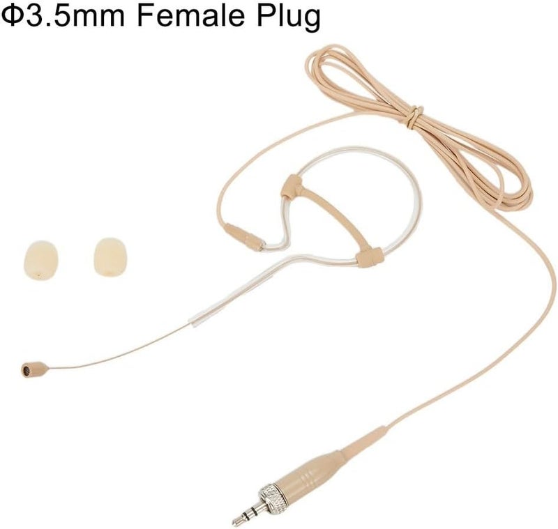 HOgardenME Beige Single Earhook Headset Mic Headworn Microphone 3.5mm 3 Pin 4 Pin XLR Connector Headset Mic with Foam Windscreen - Image 2